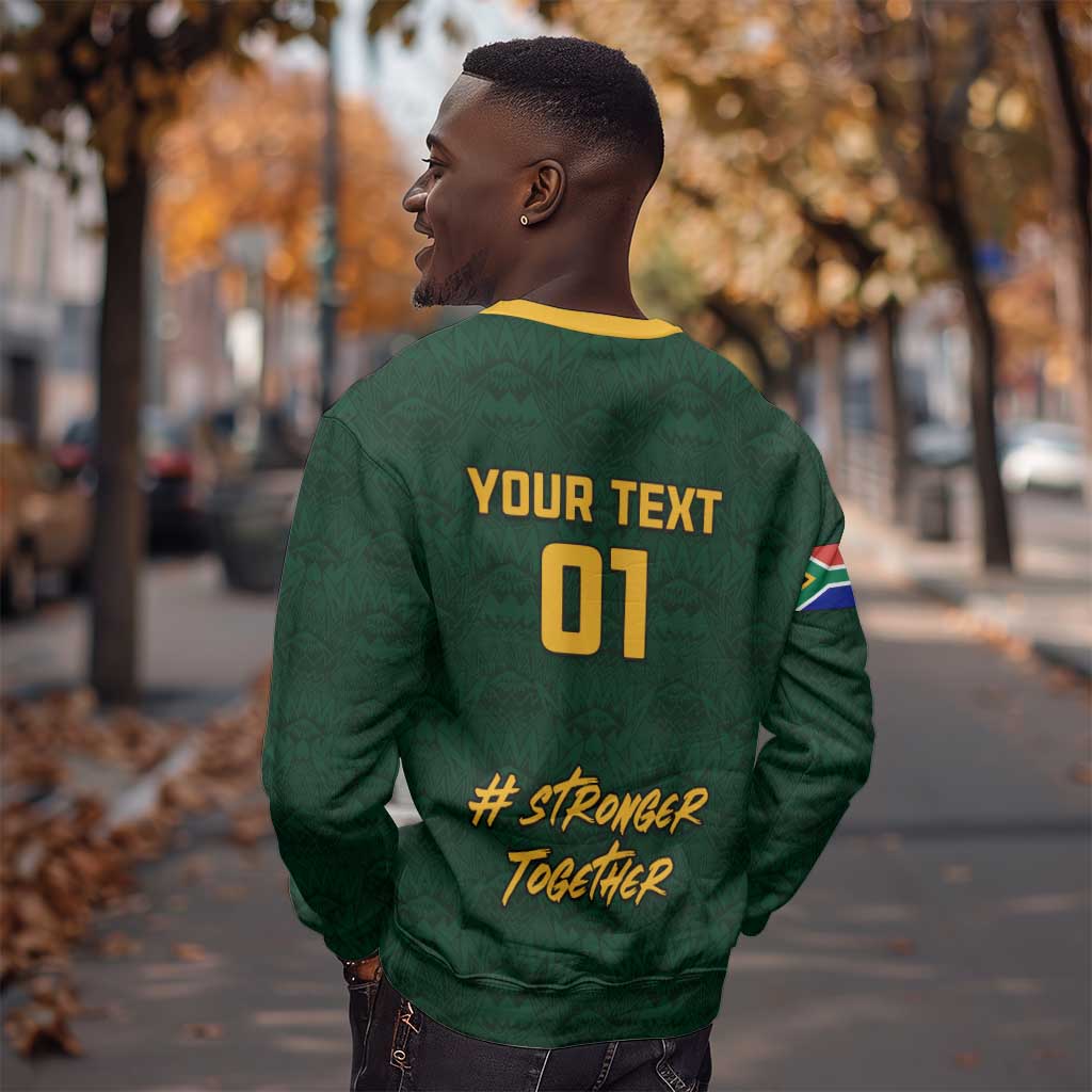 Custom South Africa Rugby Sweatshirt - Stronger Together, Stronger Forever, Bokke World Cup LT01