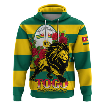 Togo Independence Day Hoodie Lion With Rosa Flag Style LT01