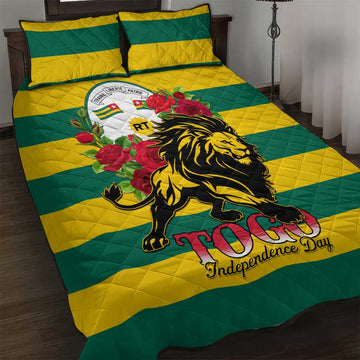 Togo Independence Day Quilt Bed Set Lion With Rosa Flag Style LT01