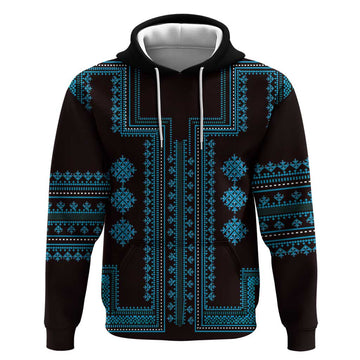 Bulgaria Traditional Pattern Blue Hoodie Balkan Culture LT01