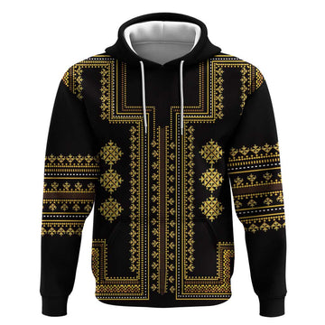 Bulgaria Traditional Pattern Gold Hoodie Balkan Culture LT01
