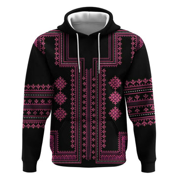 Bulgaria Traditional Pattern Pink Hoodie Balkan Culture LT01