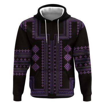 Bulgaria Traditional Pattern Purple Hoodie Balkan Culture LT01