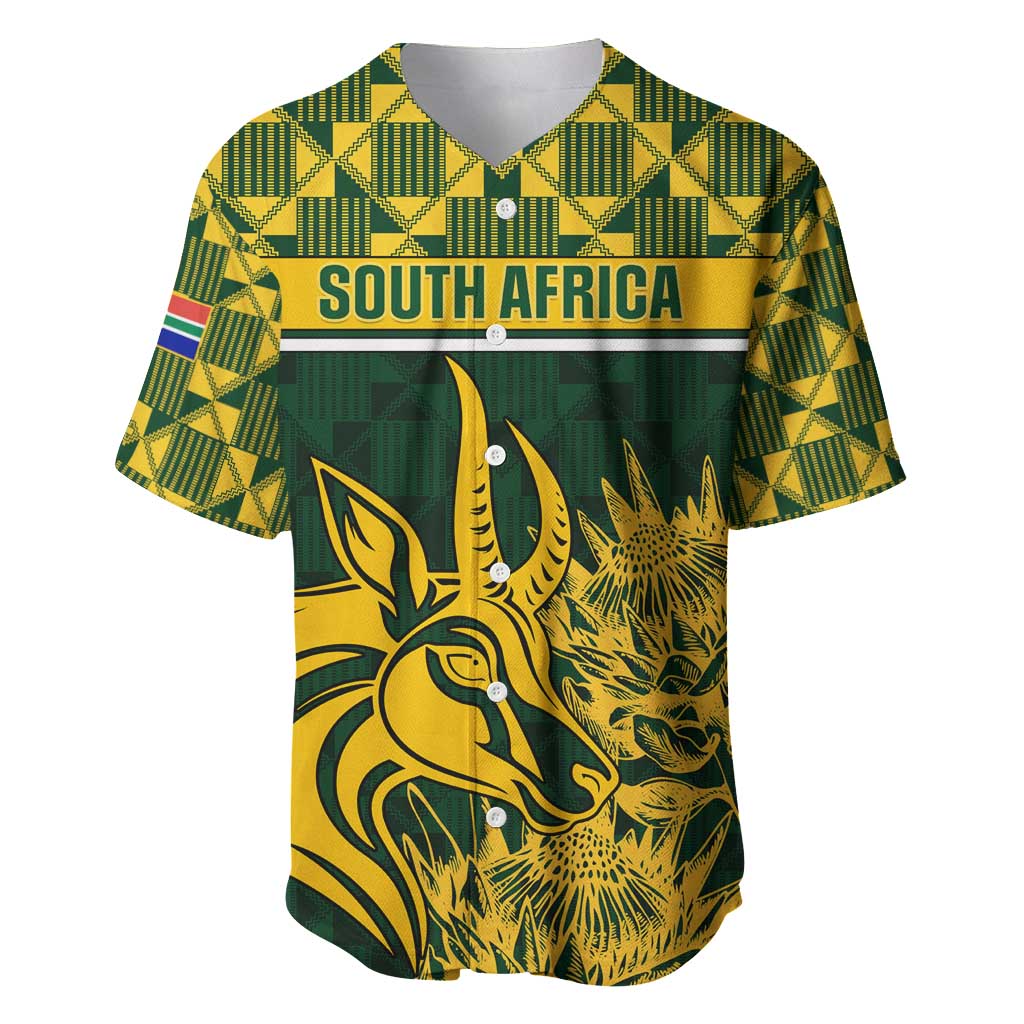 Custom South Africa Rugby Baseball Jersey - Go Springboks with African Pattern LT01