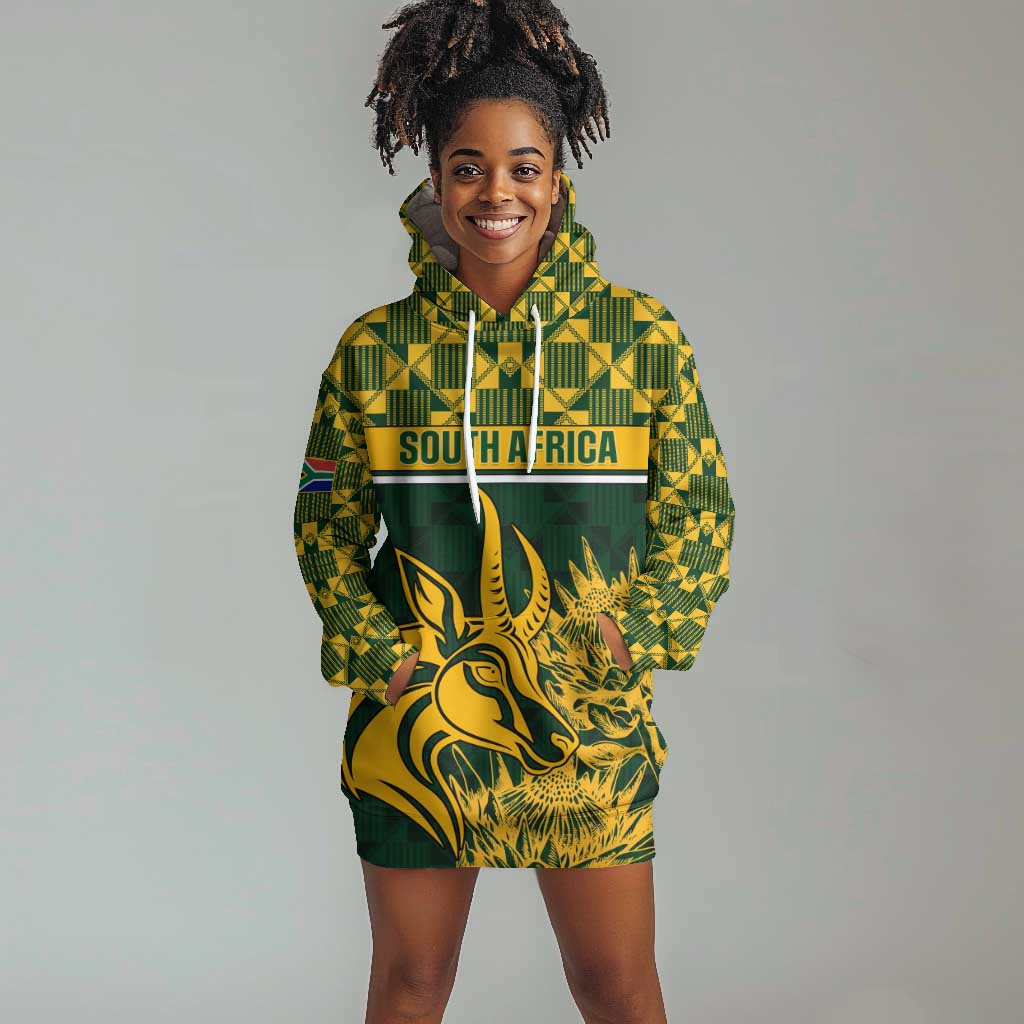 Custom South Africa Rugby Hoodie Dress - Go Springboks with African Pattern LT01