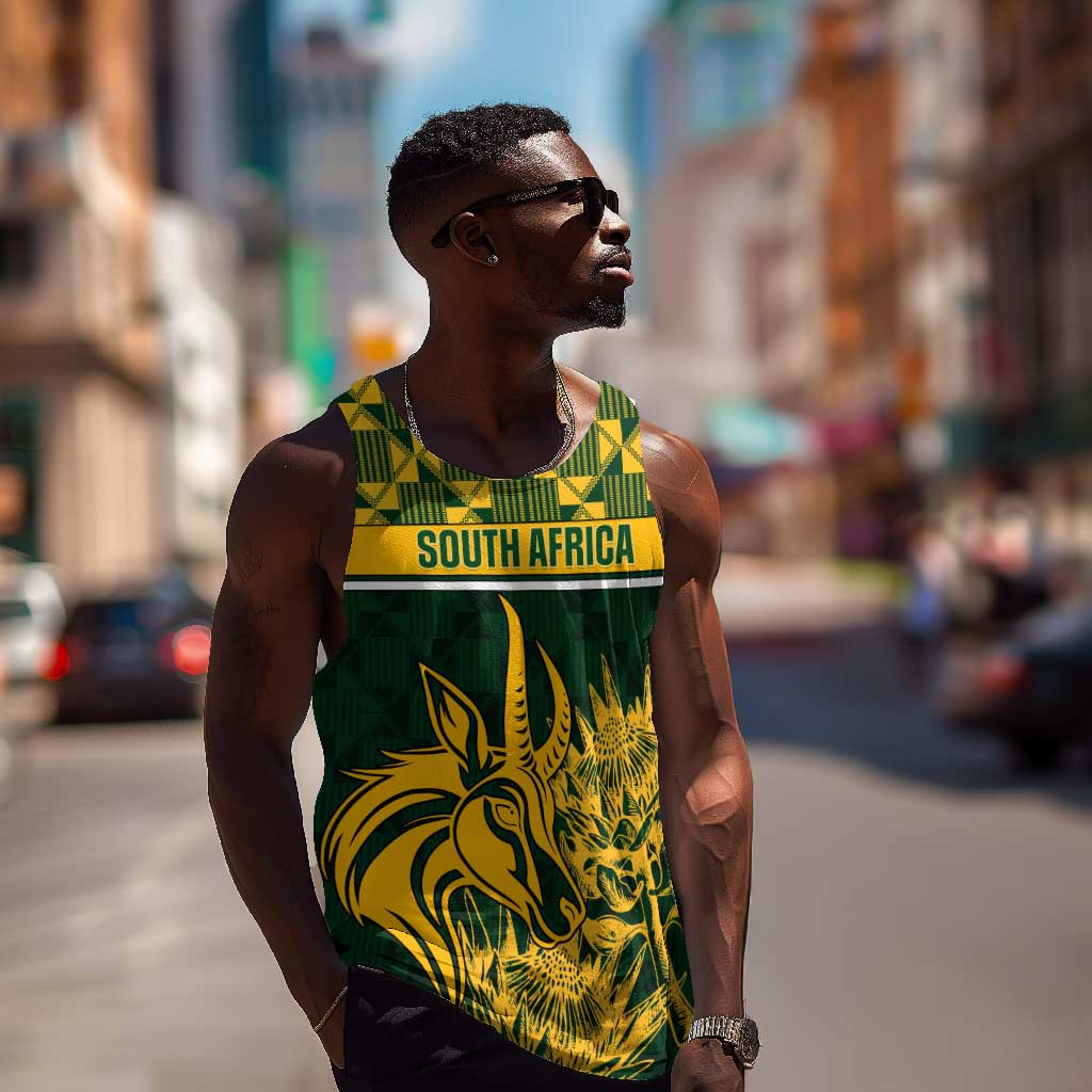 Custom South Africa Rugby Men Tank Top - Go Springboks with African Pattern LT01