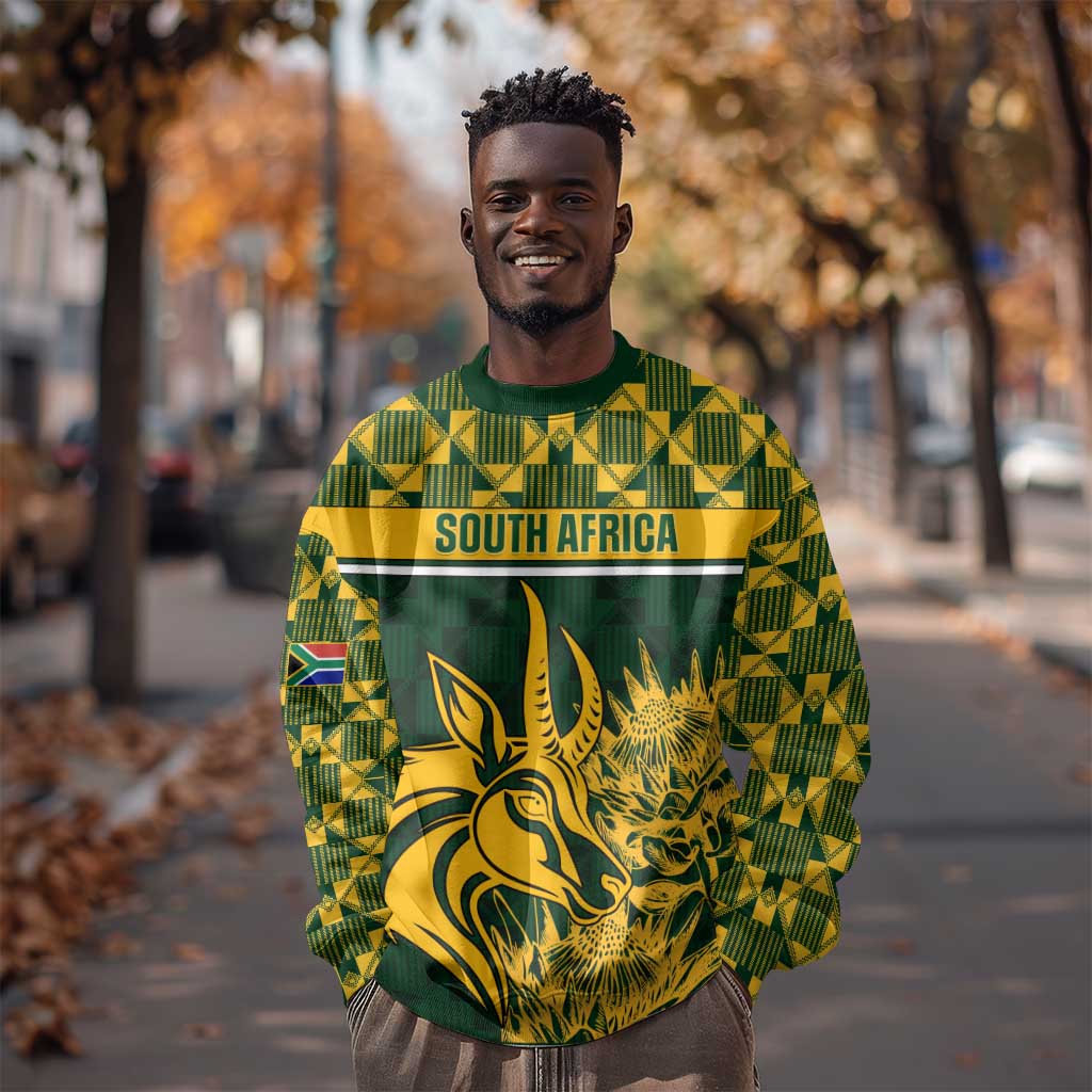 Custom South Africa Rugby Sweatshirt - Go Springboks with African Pattern LT01