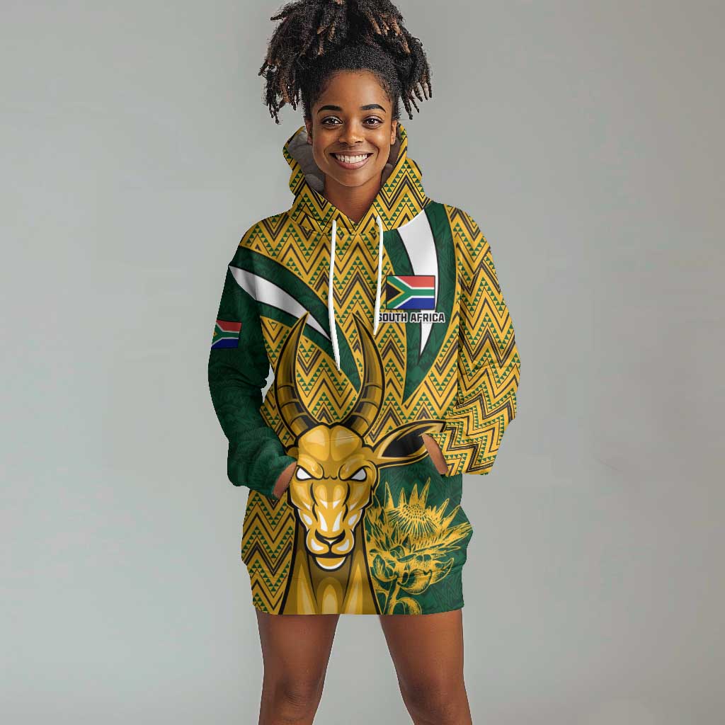 Custom South Africa Rugby Hoodie Dress - Come On Bokke, Champion World Cup LT01