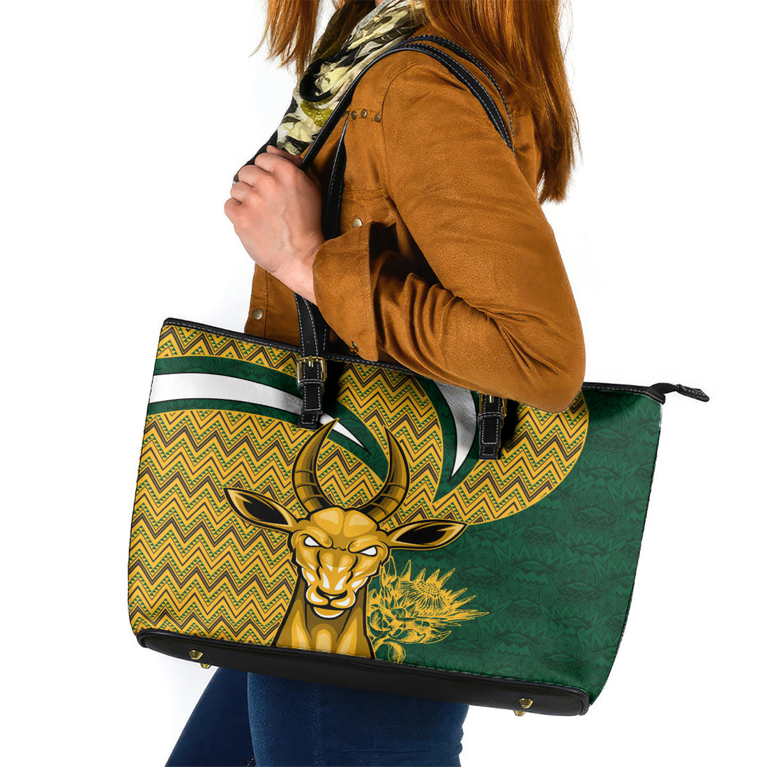 Custom South Africa Rugby Leather Tote Bag Come On Bokke Champion World Cup 2023 LT01