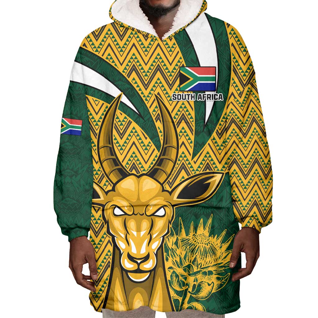 Custom South Africa Rugby Wearable Blanket Hoodie - Come On Bokke, Champion World Cup LT01