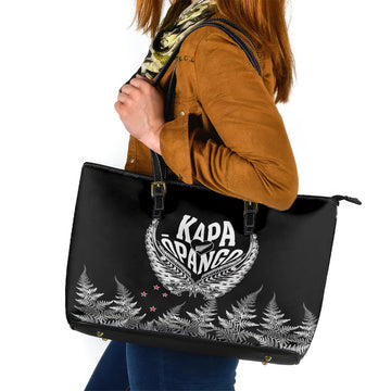 Custom New Zealand Rugby Leather Tote Bag NZ Opango Forever Silver Fern Heart LT01