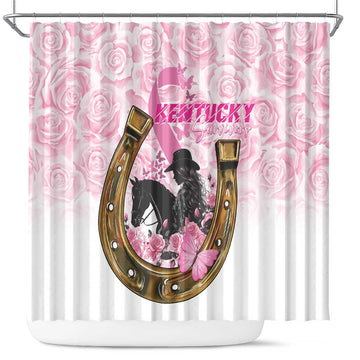 Kentucky Survivors Shower Curtain Horse Derby Lady Pink Roses LT01