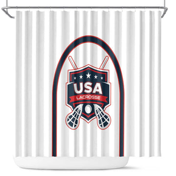 USA 2025 Lacrosse Shower Curtain USA Growing the Game White Version LT01