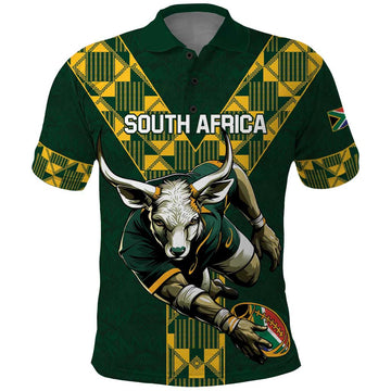 Custom South Africa 2024 Rugby Polo Shirt Go Springboks Protea Pattern LT01