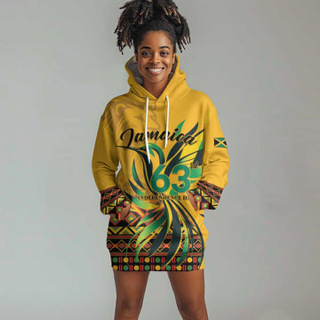 Personalized Black Jamaican Independence Day 1962 Hoodie Dress Jumieka Streamertail Reggae Pattern LT01