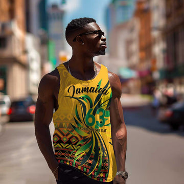 Personalized Black Jamaican Independence Day 1962 Men Tank Top Jumieka Streamertail Reggae Pattern LT01