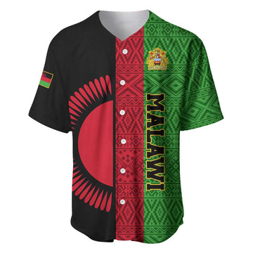 Personalized Malawi Baseball Jersey with Coat of Arms and African Pattern LT01