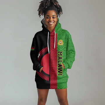 Personalized Malawi Hoodie Dress with Coat of Arms and African Pattern LT01