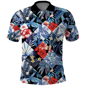 Hawaii Tropicana Blue Pattern Polo Shirt LT01