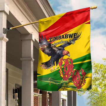 Zimbabwe Independence Day Garden Flag Featuring Chapungu Bird and Flame Lily LT01