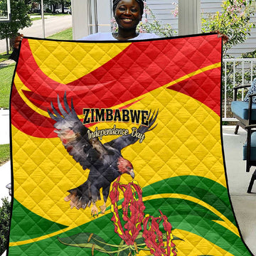 Zimbabwe Independence Day Quilt Featuring Chapungu Bird and Flame Lily LT01