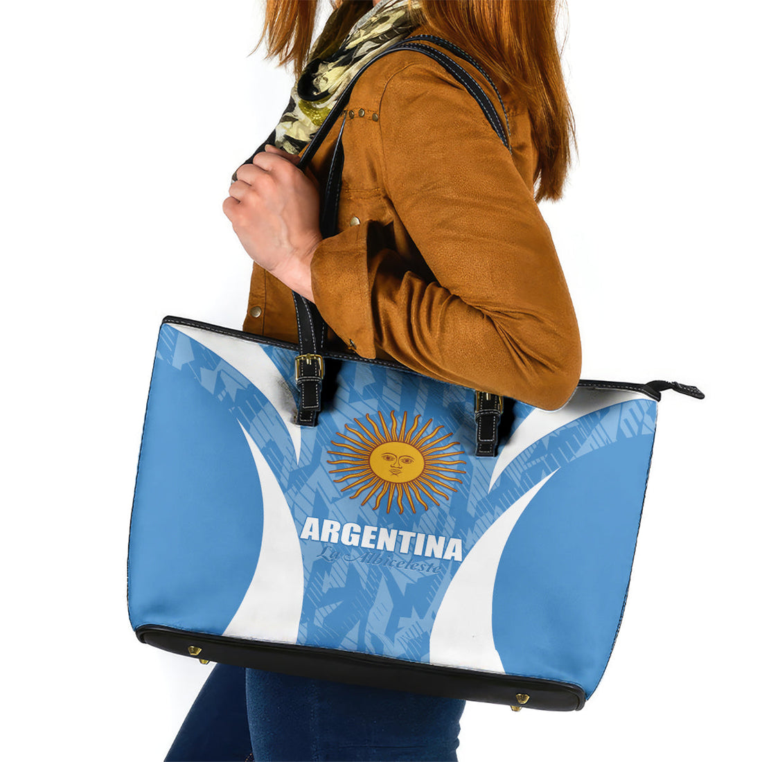 Argentina 2024 Leather Tote Bag Vamos La Albiceleste Campeon LT01