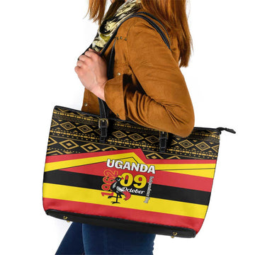 Uganda Independence Day 1962 Leather Tote Bag African Pattern LT01