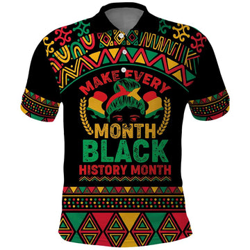 Make Every Month Black History Month Polo Shirt African Pattern LT01