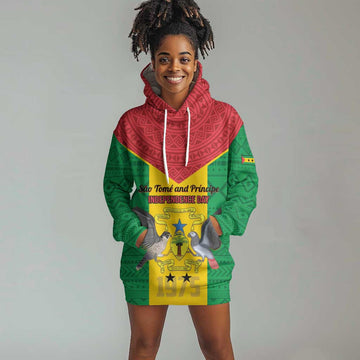 Sao Tome and Principe Independence Day Hoodie Dress Coat Of Arms Mix African Pattern LT01
