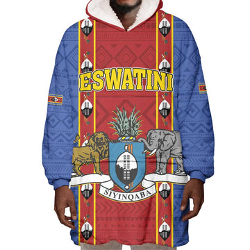 Eswatini African Pattern Wearable Blanket Hoodie Swaziland Shield Siyinqaba LT01