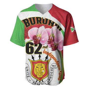 Personalized Burundi Independence Day Baseball Jersey Coat Of Arms Bujumbura Flower LT01