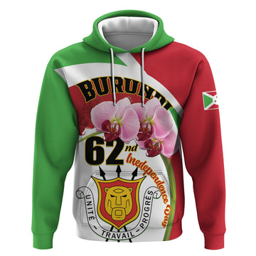 Personalized Burundi Independence Day Hoodie Coat Of Arms Bujumbura Flower LT01