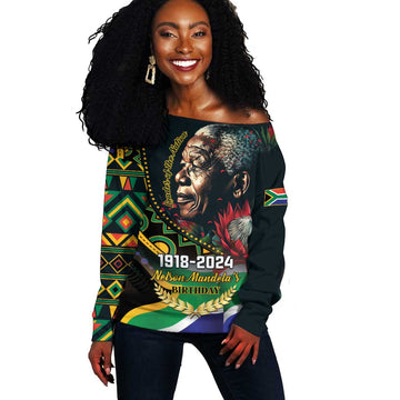 Nelson Mandela Birthday Off Shoulder Sweater Leader of the Nation LT01