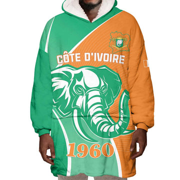 Ivory Coast Independence Day Wearable Blanket Hoodie Cote d Ivoire Elephant LT01