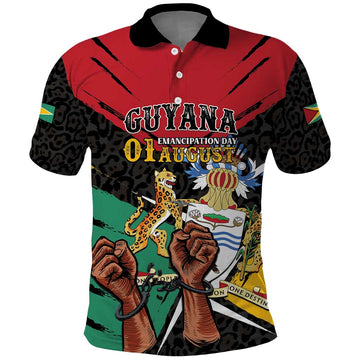 Personalized Guyana Emancipation Day Polo Shirt Jaguar Skin Pattern LT01
