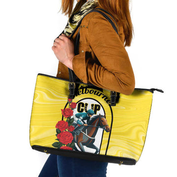 Melbourne Horse Racing Leather Tote Bag The Race That Stops The Nation LT01