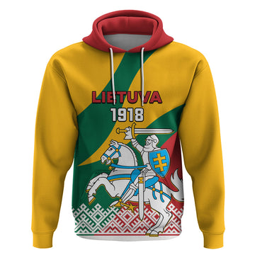 Lithuania Independence Day Personalized Hoodie Lietuva Vytis 106th Anniversary LT01