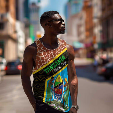 Tanzania Union Day 2024 Men Tank Top Uhuru na Umoja Giraffe Pattern LT01