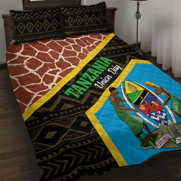 Tanzania Union Day 2024 Quilt Bed Set Uhuru na Umoja Giraffe Pattern LT01