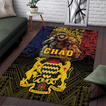 Chad Independence Day 1960 Area Rug Tchad Goat and Lion African Pattern LT01