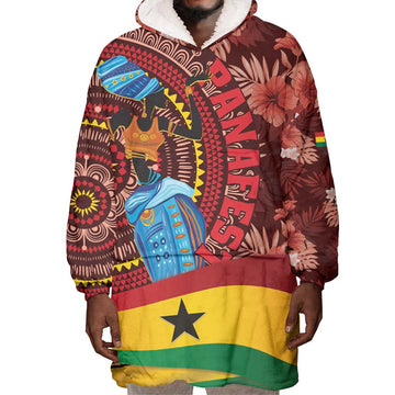 Panafest Wearable Blanket Hoodie Ghana Tropical African Pattern LT01