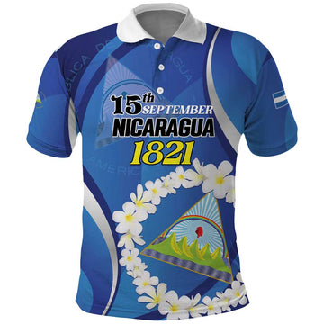 Personalized Nicaragua Independence Day 1821 Polo Shirt Plumeria Floral LT01
