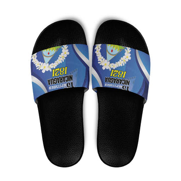 Nicaragua Independence Day 1821 Slide Sandals Plumeria Floral LT01