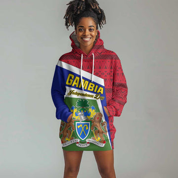 Gambia Independence Day Hoodie Dress with Coat of Arms and African Pattern LT01