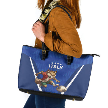 Italy 2024 Football Leather Tote Bag 2024 Go Gli Azzurri LT01