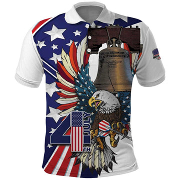 Personalized USA 4th Of July Polo Shirt United State Eagle Liberty Bell LT01