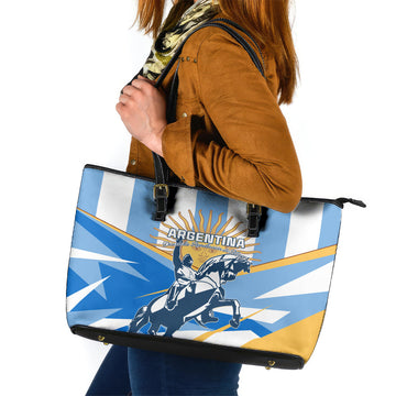 Argentina Revolution Day Leather Tote Bag Sol de Mayo Warrior LT01