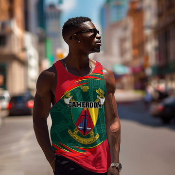 Personalized Cameroon Men Tank Top with Cameroun Coat of Arms and African Pattern LT01