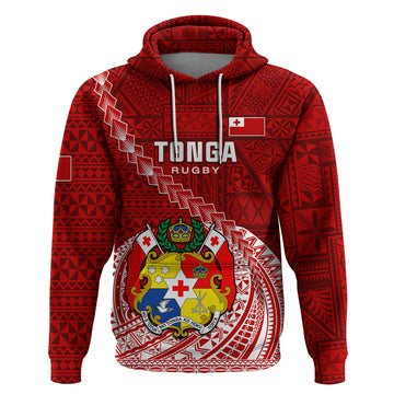 Tonga Rugby Hoodie Tongan Ngatu Pattern White Version LT01