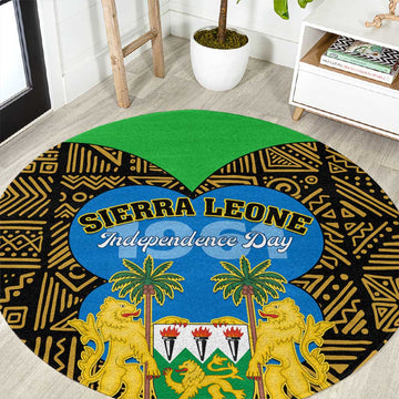 Sierra Leone Independence Day 2024 Round Carpet Happy 63rd Anniversary African Pattern LT01